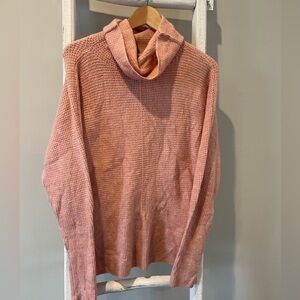 Express Barbiecore baby pink oversized soft waffle turtleneck sweater size med